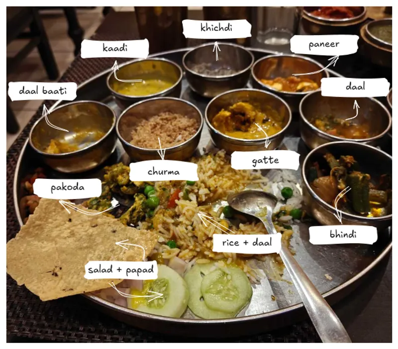 Standard Rajasthani Thali served at Ghoomar - Traditional Thali Restaurant
